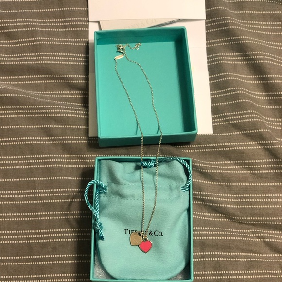 Tiffany Mini Double Heart Necklace Hot 